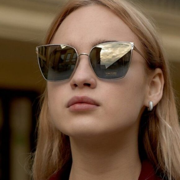 NEW Tom Ford FT0653/S 28V Gold Rose Blue Mirrored Metal Cat Eye Women Sunglasses main image 12